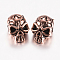 Tibetan Style Alloy Beads, Skull, Red Copper, 12x9x10mm, Hole: 1.5mm