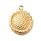 304 Stainless Steel Pendants, Ion Plating(IP), Flower Charm, Real 14K Gold Plated, 15x14x2.5mm, Hole: 1.2mm