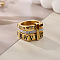 Roman Numerals 304 Stainless Steel & Crystal Rhinestone Finger Rings, Golden, US Size 8(18.1mm)