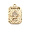 Brass Micro Pave Cubic Zirconia Pendants, Cadmium Free & Nickel Free & Lead Free, Playing Card Charms, Peach, 17x11x2mm, Hole: 1.4mm
