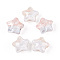 Transparent Resin Enamel Beads, Hand Drawn Beads, Star, with Silver Foil, Bisque, 18.5x20.5x14.5mm, Hole: 2.2mm