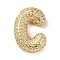 Rack Plating Brass Micro Pave Cubic Zirconia Pendants, Real 18K Gold Plated, Lead Free & Cadmium Free, Letter, Letter C, 23x15.5x6.5mm, Hole: 4x2.5mm