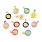 Brass Enamel Pendants, Cadmium Free & Lead Free, Long-Lasting Plated, Flat Round, Real 18K Gold Plated, Mixed Color, 18x16x2.5mm, Hole: 4.5x3.5mm