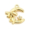 Brass Micro Pave Cubic Zirconia Pendants, Moon with Bowknot and Star Charms, Golden, 15x13x4.5mm, Hole: 1.3mm