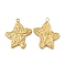 Ion Plating(IP) 304 Stainless Steel Pendants, Textured, Starfish Charm, Real 18K Gold Plated, 26x21x2mm, Hole: 1.8mm