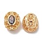 Brass with Glass Multi-Strand Links, Cadmium Free & Nickel Free & Lead Free, Hollow Oval, Real 18K Gold Plated, Purple, 11.5x9.5x7mm, Hole: 1.8mm