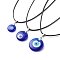 3Pcs 3 Size Lampwork Evil Eye Pendant Necklaces Set with Waxed Cords for Women, Blue, 17-7/8 inch(45.5cm), 1Pc/size