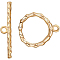 BENECREAT 10 Sets 18K Gold Plated Toggle Clasp Connectors for Necklace Bracelet Jewelry Making - Twisted Round, aboout 18x15mm
