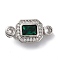 Brass Micro Pave Cubic Zirconia Box Clasps, Cadmium Free & Nickel Free & Lead Free, with Glass, Rectangle, Platinum, 22x10.5x8mm