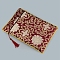 Floral Print Cloth Scriptures Storage Zipper Pouches, with Tassels, Rectangle, Sienna, 34x24cm