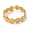 304 Stainless Steel Flower Open Cuff Rings, Real 14K Gold Plated, US Size 7 1/4(17.5mm)