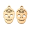 Ion Plating(IP) 304 Stainless Steel Pendants, Sugar Skull, For Mexico Holiday Day of the Dead, Real 18K Gold Plated, 18x10.5x0.8mm, Hole: 1mm