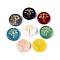 Glass Beads, Flat Round with Dragonfly, Golden Metal Enlaced, Mixed Color, 18x5mm, Hole: 1~1.2mm