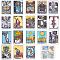 18Pcs 18 Style Printed Opaque Acrylic Pendants, Rectangle with Tarot Pattern, Mixed Color, 35x26x2mm, Hole: 1.8mm, 1pc/style