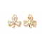 Brass Pendant, with Clear Glass, Clover Charms, Real 18K Gold Plated, 11.5x10.3x2.3mm, Hole: 1.2mm