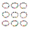 9Pcs 9 Style Handmade Polymer Clay Beaded Stretch Bracelets Set, Heart & Flower & Star & Fuit Beads Stackable Bracelets  for Kids, Mixed Color, Inner Diameter: 2 inch(5cm), 1Pc/style