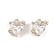 Brass Micro Pave Clear Cubic Zirconia Pendants, Heart Charms, Real 18K Gold Plated, 7.5x7x4mm, Hole: 1mm