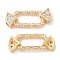 Brass Micro Pave Clear Cubic Zirconia Connector Charms, Nickel Free, Rectangle Links, Real 18K Gold Plated, 20x7x4mm, Hole: 2.7x3.4mm
