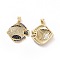 Brass Micro Pave Clear Cubic Zirconia Pendants, Cadmium Free & Lead Free, Fish, Clear, 25x23x4mm, Hole: 3.5x5mm