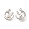 Rack Plating Alloy Pendants, Nickel Free, with ABS Plastic Imitation Pearl, Moon and Rabbit Pattern, Platinum, 19x15x5.5mm, Hole: 1.6mm