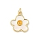 Brass Enamel Pendants, with Jump Ring, Lead Free & Cadmium Free, Long-Lasting Plated, Real 18K Gold Plated, Rack Plating, Flower, 17.5x15x2mm, Hole: 3.2mm