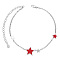 925 Sterling Silver Link Anklets, with Grade AAA Cubic Zirconia and Epoxy Resin, Star, Red, 8-1/4 inch(21cm)