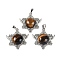 Natural Tiger Eye Pendants, with Rack Plating Brass Findings, Platinum, Cadmium Free & Lead Free, Star, 35x34x7.5~8mm, Hole: 5x8mm