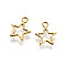 Tibetan Style Alloy Charms, Star, Antique Golden, Lead Free & Cadmium Free, 14.5x12x1mm, Hole:2mm