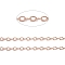 Ion Plating(IP) 304 Stainless Steel Textured Cable Chains, Soldered, with Spool, Knurling, Rose Gold, 3.5x2.5x0.4mm, about 32.8 Feet(10m)/roll