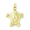 Brass Pendants, Tortoise, Long-Lasting Plated, with Jump Ring, Lead Free & Cadmium Free, Rack Plating, Real 18K Gold Plated, 24x19x6mm