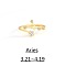 Twelve Constellation Brass Micro Pave Clear Cubic Zirconia Cuff Rings, Golden, Aries, Inner Diameter: Adjustable