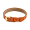 Leather Textured Bracelet Straps Slide Wristbands for Slide Charms, with Ion Plating(IP) Golden 304 Stainless Steel Buckles, Dark Orange, 23.2x1~1.25x0.5cm