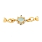 Brass Micro Pave Clear Cubic Zirconia Fold Over Clasps, Cadmium Free & Nickel Free & Lead Free, with Lampwork, Flat Round, Real 18K Gold Plated, 54mm