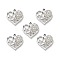 Alloy Rhinestone Pendants, Platinum Tone Hollow Out Heart Charms, Crystal, 18.5x17.5x3.2mm, Hole: 2mm