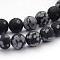Natural Snowflake Obsidian Gemstone Beads, Frosted, Round, 6mm, Hole: 1mm, about 59pcs/strand, 14.5 inch