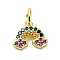 Brass Micro Pave Colorful Cubic Zirconia Pendants, Cadmium Free & Nickel Free & Lead Free, Rainbow, Real 18K Gold Plated, 8.5x9.5x2.5mm, Hole: 3mm