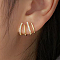 S925 Sterling Silver Four-Claw Stud Earrings, with Rhinestone, Fashionable and Minimalistic, Golden, 13x15mm