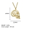 Real 18K Gold Plated Stainless Steel Pendant Necklace, Origami Animal, Skull, 17.72 inch(45cm), Pendant: 24x25mm
