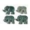 Natural Green Aventurine Carved Pendants, Elephant Charms, 27~32.5x38~45x7.5~10mm, Hole: 3.5mm
