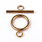 Ion Plating(IP) 304 Stainless Steel Ring Toggle Clasps, Real 18K Gold Plated, Ring: 19x14x2mm, Bar: 20x7x2mm, Hole: 3mm