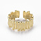 Brass Cuff Rings, Open Rings, Nickel Free, Real 16K Gold Plated, US Size 6 3/4(17.1mm)
