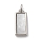Brass Pave Natural Shell Rectangle Charms, Rack Plating, Long-Lasting Plated, Cadmium Free & Lead Free, Seashell Color, Platinum, 17x7x2mm, Hole: 3.5mm