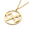 304 Stainless Steel Pendant Necklaces, Cable Chains, Flat Round withA Perfectly Harmonious Symbol of Love, Real 18K Gold Plated, 17.56 inch(44.6cm)