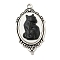 Gothic Style Alloy with Resin Pendants, Cat Shape, 42.5x23.5x6.5mm, Hole: 2.5mm