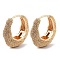 Brass Textured Hoop Earrings, Real 18K Gold Plated, 18x7mm