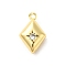 Real 18K Gold Plated Rack Plating Brass Micro Pave Cubic Zirconia Pendants, Lead Free & Cadmium Free, Rhombus, 15.5x10x4.5mm, Hole: 1.2mm