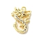 Brass Micro Pave Cubic Zirconia Charms, Dragon, Golden, 12.5x9x2.5mm, Hole: 0.9mm