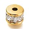 304 Stainless Steel Beads, with Crystal Rhinestone, Column, Golden, 8x6mm, Hole: 2mm