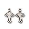 Non-Tarnish Ion Plating(IP) 304 Stainless Steel Charms, Laser Cut, Religion Cross Charms, Stainless Steel Color, 12.5x8x1.5mm, Hole: 1.4mm