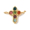 304 Stainless Steel Rhinestone Links Connector Charms, Golden, Cross, Colorful, 10.5x13x2.5mm, Hole: 1.5mm